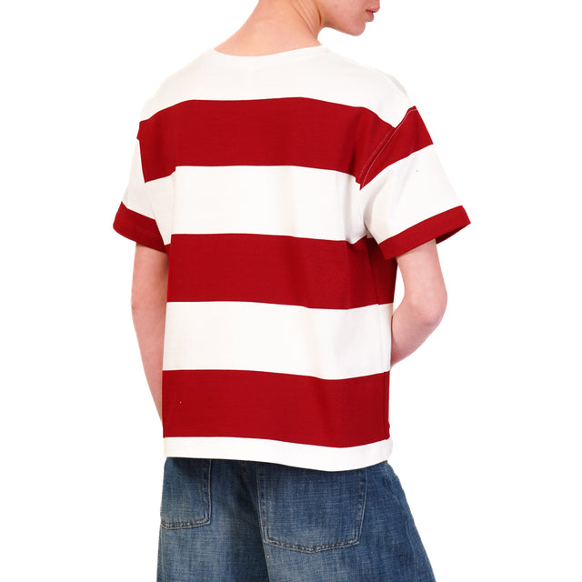 Imperial-T-shirt girocollo a righe - bianco/rosso