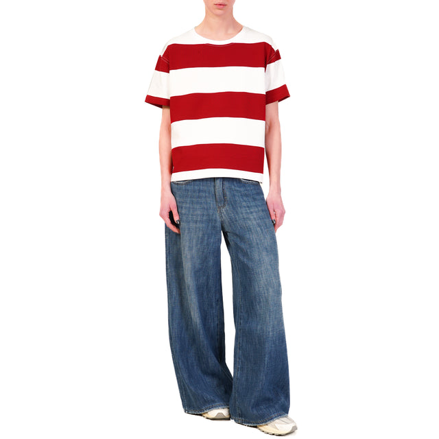 Imperial-T-shirt girocollo a righe - bianco/rosso
