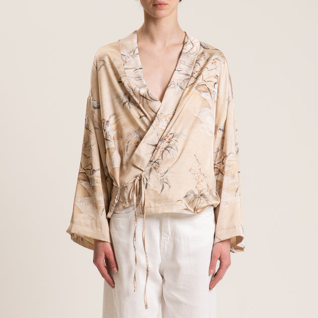 Dixie-Giacca kimono fantasia - sabbia/latte/verde