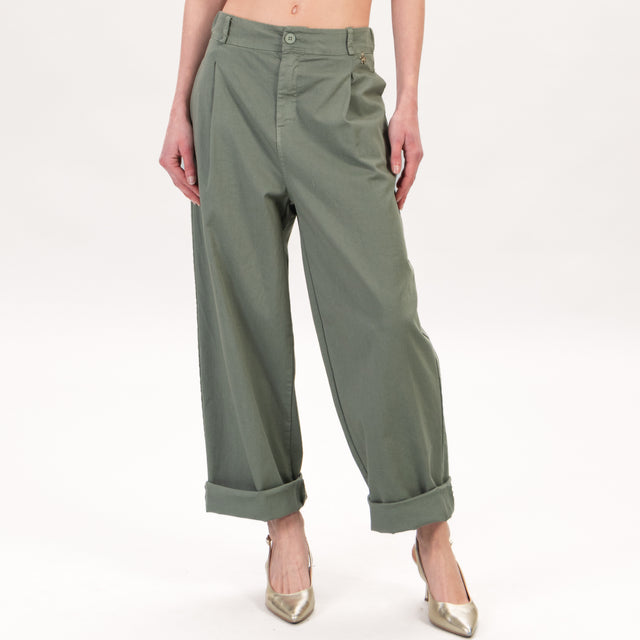 Souvenir-Pantalone elastico dietro con pince - militare