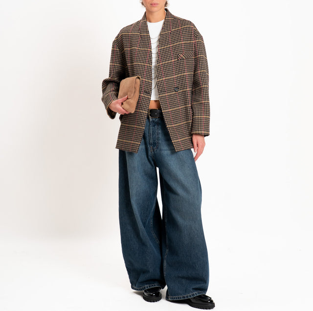 Dixie-Giacca bomber pied de poule - beige/nero/melanzana