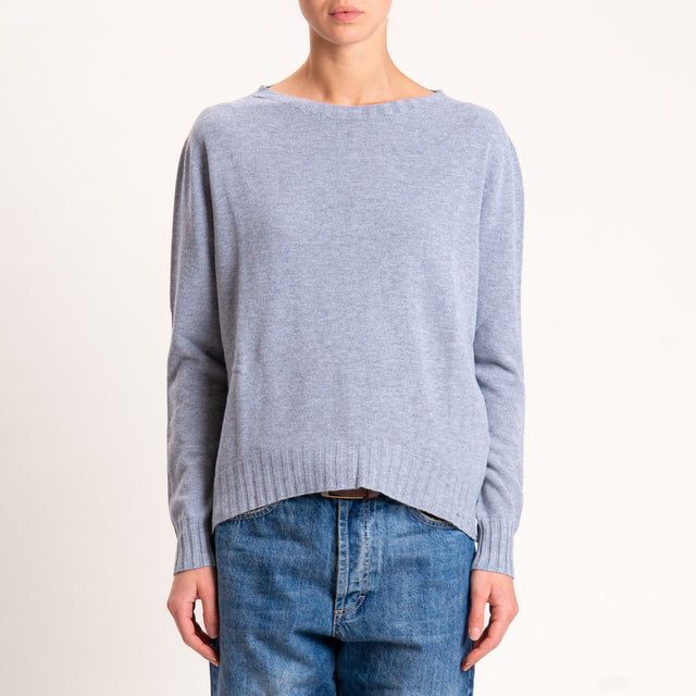 Kontatto-Maglia girocollo spacco dietro - grigio melange