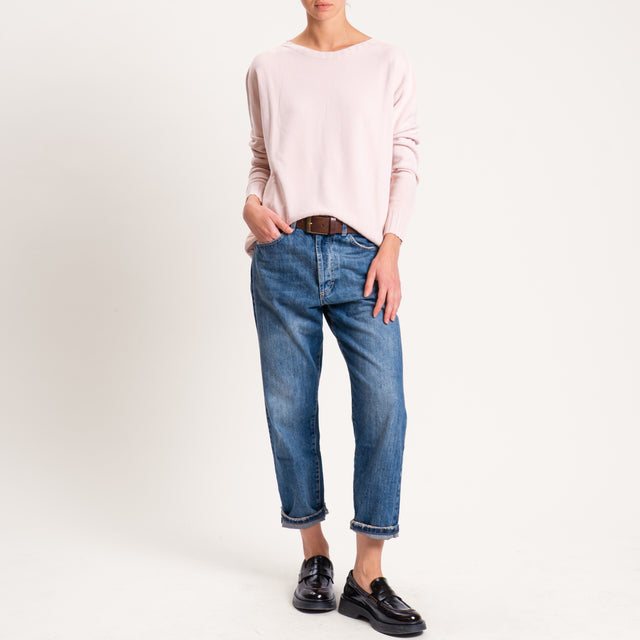 Kontatto-Maglia girocollo spacco dietro - rosa
