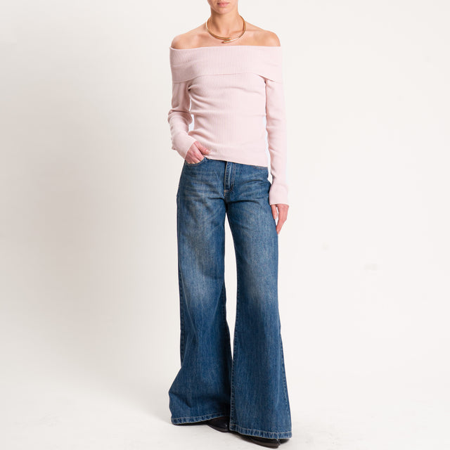 Kontatto-Maglia a coste collo shiffer - rosa