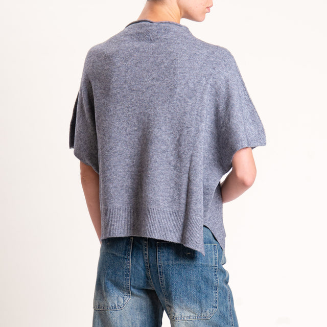 Kontatto-Maglia scatola mezza manica spacchi laterali - grigio medio