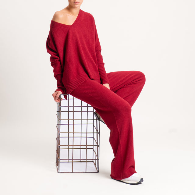 Kontatto-Maglia scollo v spacchi laterali - cherry