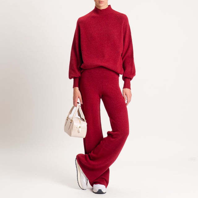 Kontatto-Pantalone in maglia elastico in vita - cherry