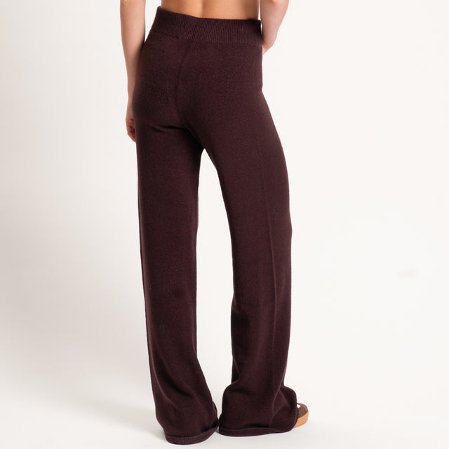 Kontatto-Pantalone in maglia elastico in vita - mogano