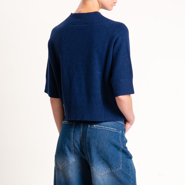 Kontatto-Maglia collo montato mezza manica - blu