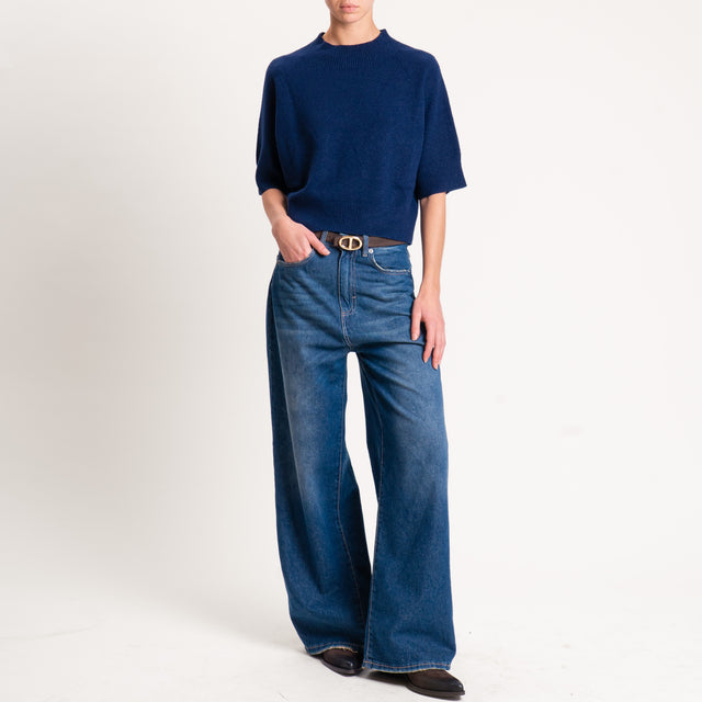 Kontatto-Maglia collo montato mezza manica - blu