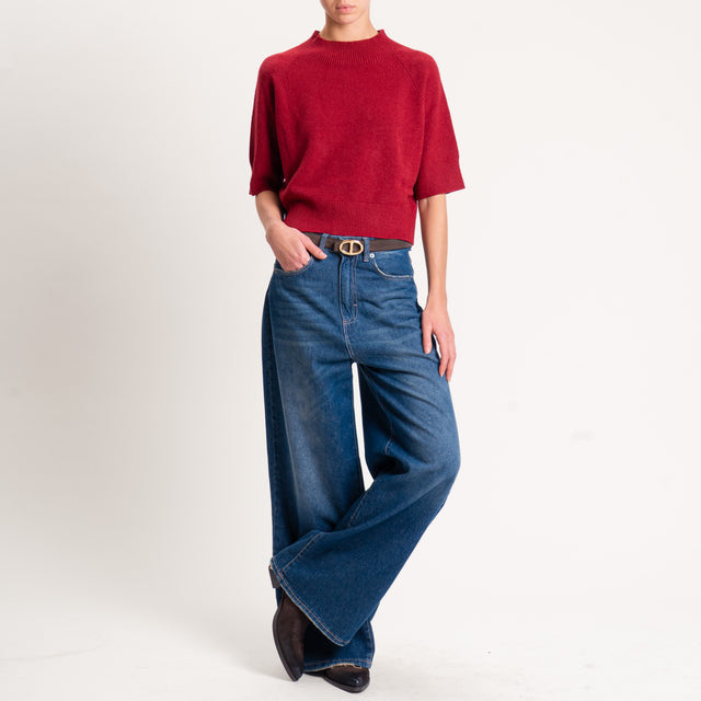 Kontatto-Maglia collo montato mezza manica - cherry