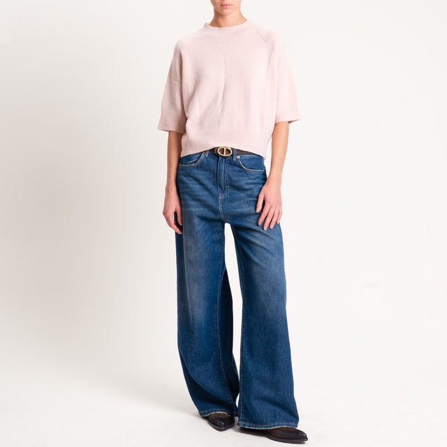 Kontatto-Maglia collo montato mezza manica - rosa