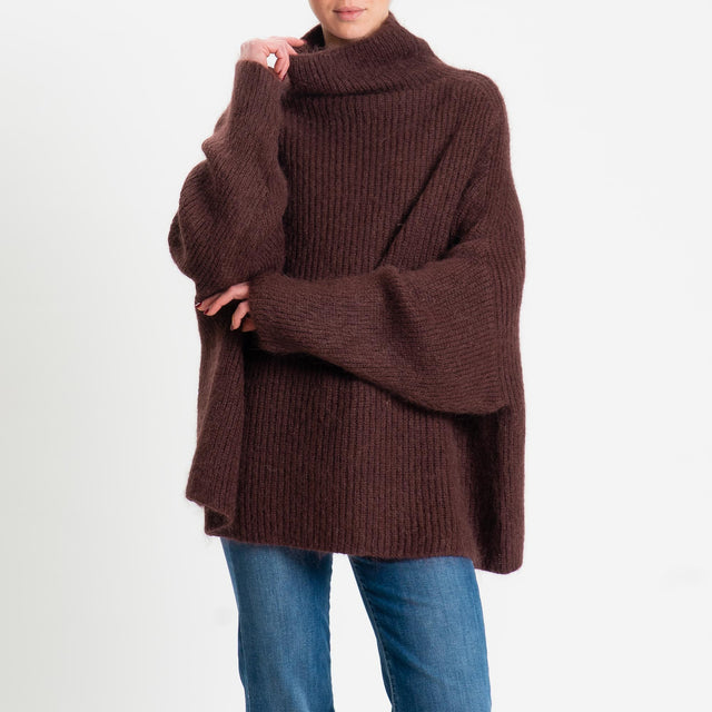 Kontatto-Maglia mohair coste inglese - mogano