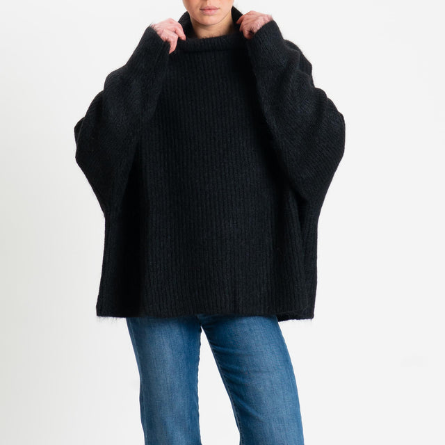 Kontatto-Maglia mohair coste inglese - nero