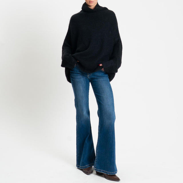 Kontatto-Maglia mohair coste inglese - nero