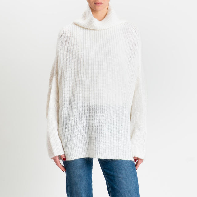 Kontatto-Maglia mohair coste inglese - panna