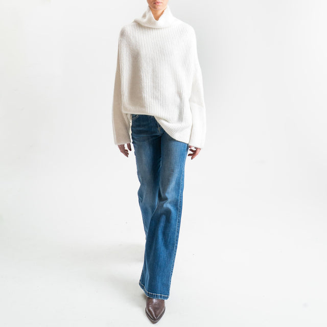 Kontatto-Maglia mohair coste inglese - panna