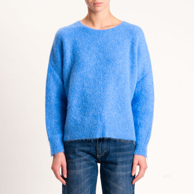 Kontatto-Maglia girocollo misto alpaca - denim