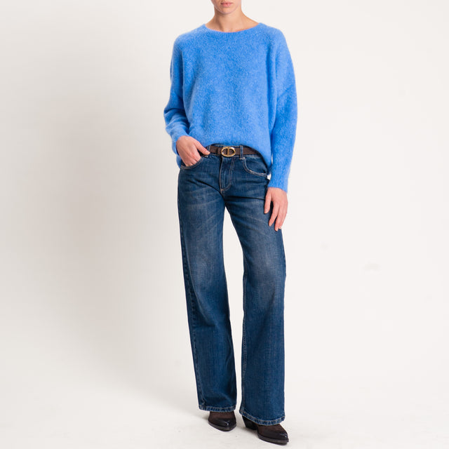 Kontatto-Maglia girocollo misto alpaca - denim
