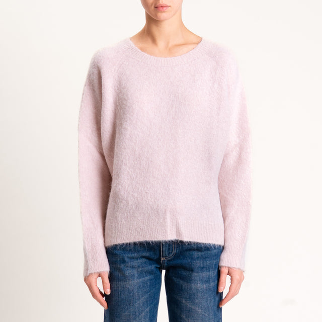 Kontatto-Maglia girocollo misto alpaca - rosa