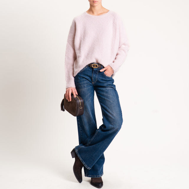 Kontatto-Maglia girocollo misto alpaca - rosa