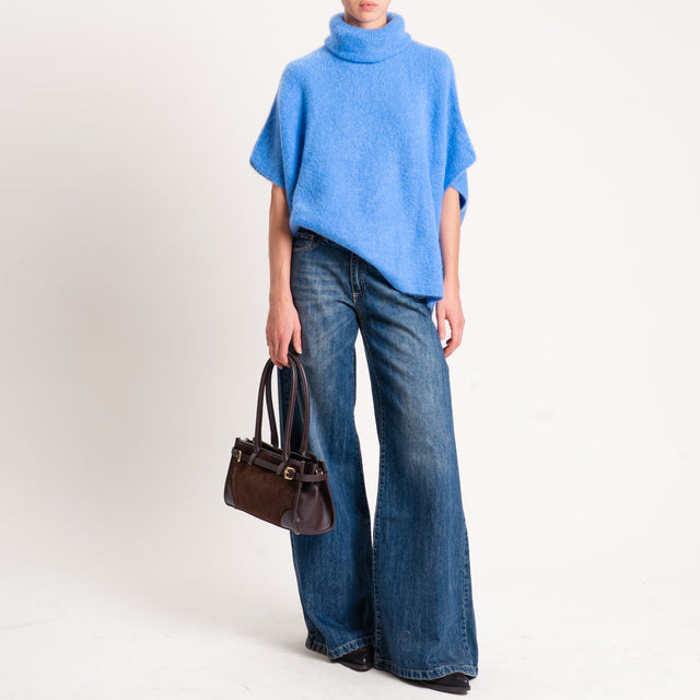 Kontatto-Maglia over manica scesa misto alpaca - denim