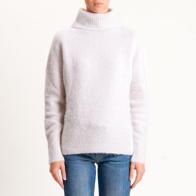 Kontatto-Maglia collo alto misto alpaca - avorio
