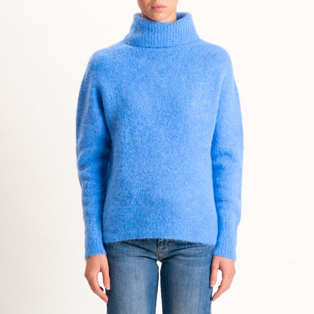 Kontatto-Maglia collo alto misto alpaca - denim
