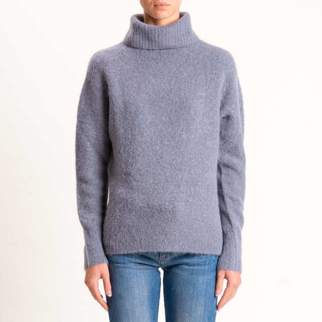 Kontatto-Maglia collo alto misto alpaca - grigio medio