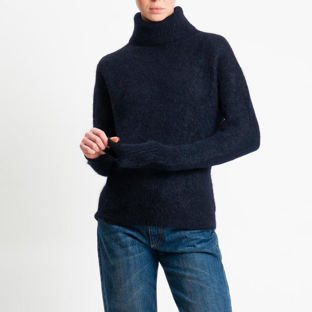 Kontatto-Maglia collo alto misto alpaca - nero