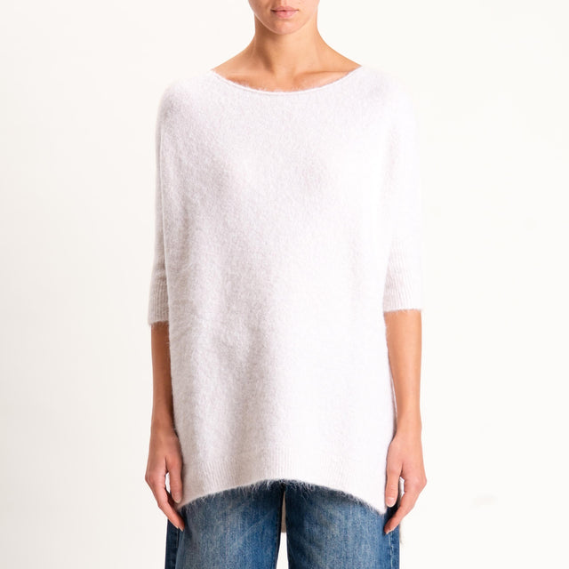 Kontatto-Maglia oversize misto alpaca spacchi late - avorio