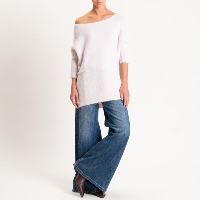 Kontatto-Maglia oversize misto alpaca spacchi late - avorio