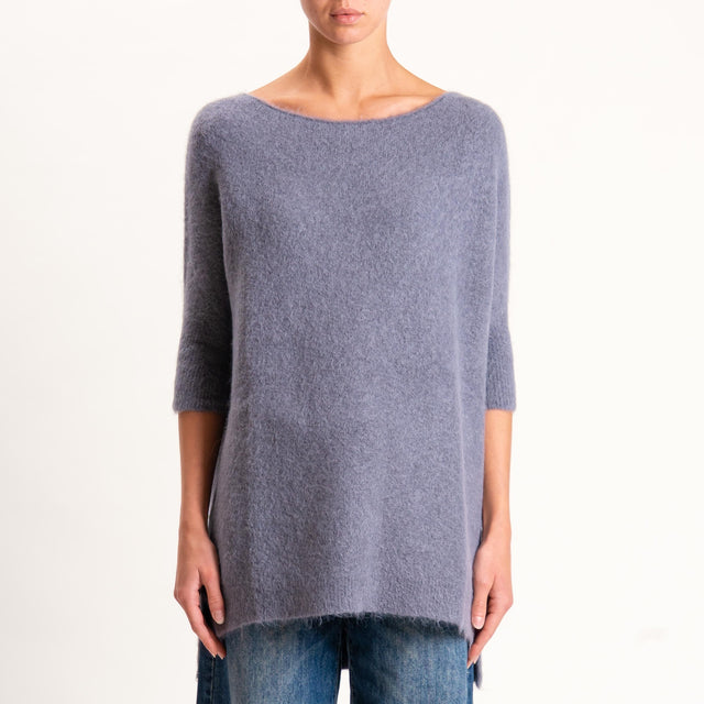 Kontatto-Maglia oversize misto alpaca spacchi late - grigio medio