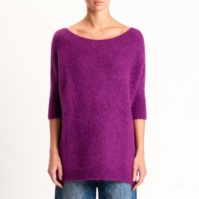 Kontatto-Maglia oversize misto alpaca spacchi late - porpora