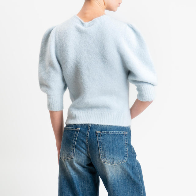 Kontatto-Cardigan misto alpaca manica palloncino - cielo