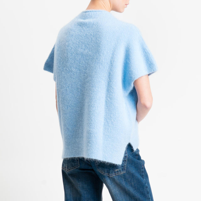 Kontatto-Maglia smanicata misto alpaca - celeste