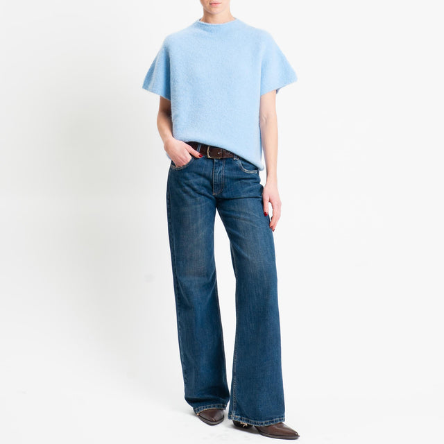 Kontatto-Maglia smanicata misto alpaca - celeste