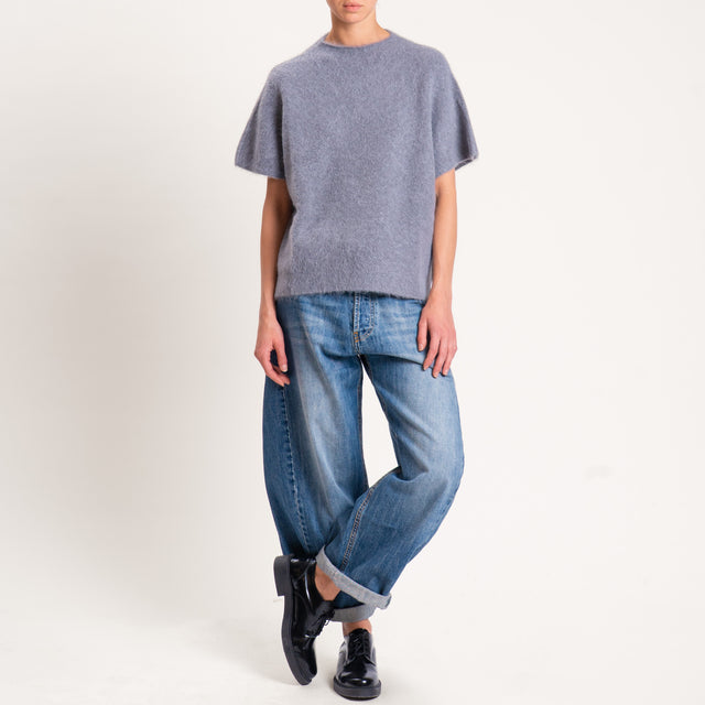 Kontatto-Maglia mezza manica misto alpaca - grigio medio