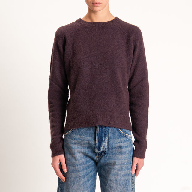 Kontatto-Maglia girocollo misto alpaca - mogano