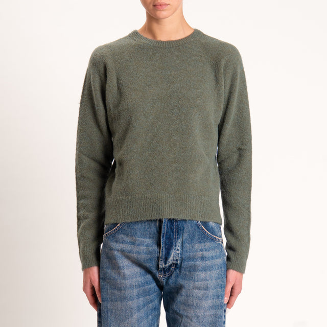 Kontatto-Maglia girocollo misto alpaca - oliva