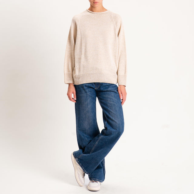 Kontatto-Maglia filo lurex misto alpaca - beige/oro