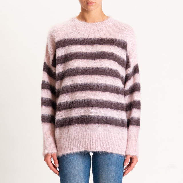 Kontatto-Maglia mohair a righe - rosa/moro