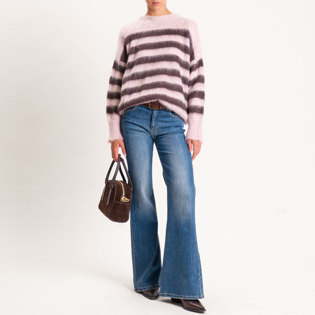 Kontatto-Maglia mohair a righe - rosa/moro