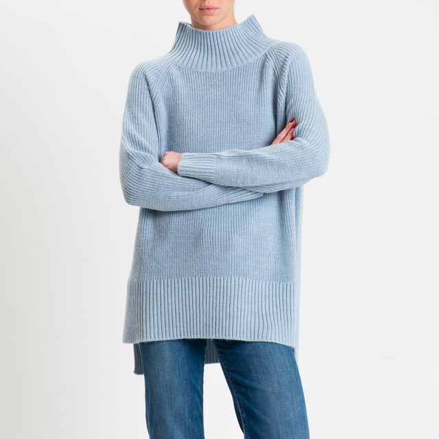 Kontatto-Maglia collo montato spacchi laterali misto alpaca - polvere