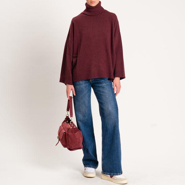 Kontatto-Maglia collo alto misto cashmere - Bordeaux