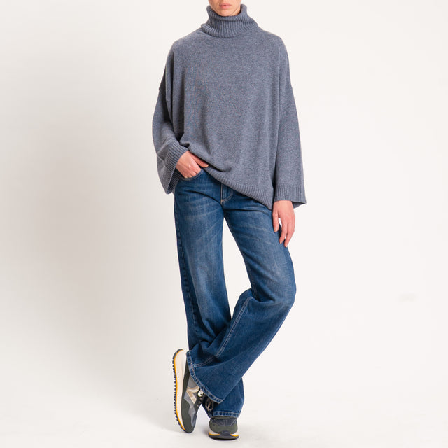 Kontatto-Maglia collo alto misto cashmere - grigio medio