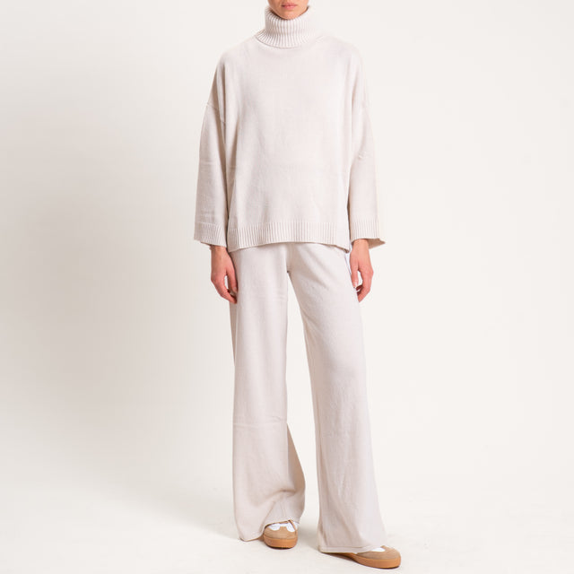 Kontatto-Maglia collo alto misto cashmere - avorio