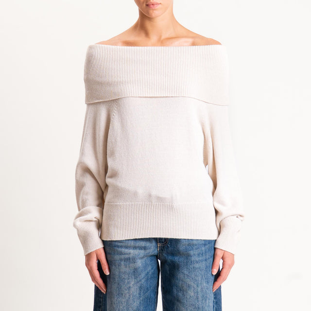 Kontatto-Maglia collo shiffer misto cashmere - avorio