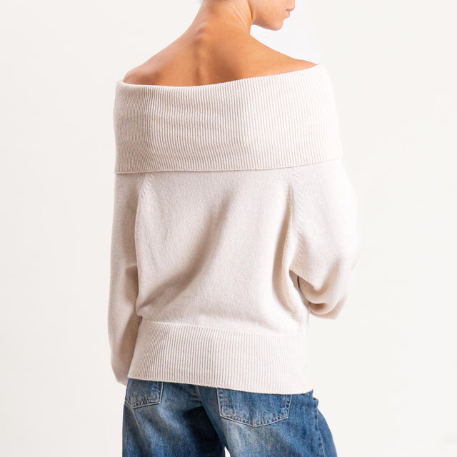 Kontatto-Maglia collo shiffer misto cashmere - avorio