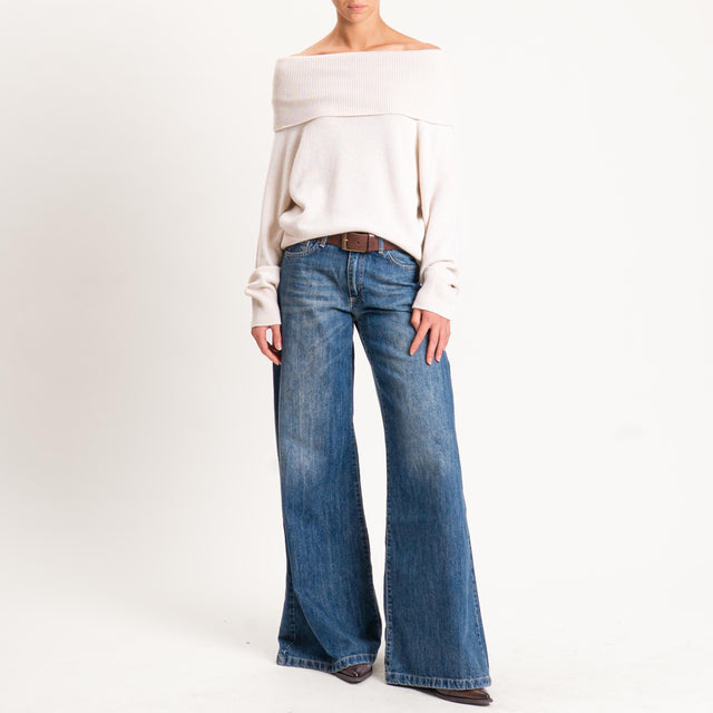 Kontatto-Maglia collo shiffer misto cashmere - avorio